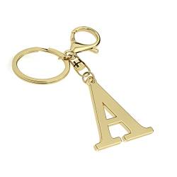 Edelstahl Gold Buchstabe A-Z Schlüsselanhänger für Damen Herren, Initiale Buchstabe Anhänger mit Schlüsselring, Charms für Schlüsselrucksack Tasche, Gold-A, Durchschnittliche Größe von Suweibuke