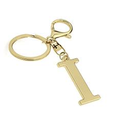 Edelstahl Gold Buchstabe A-Z Schlüsselanhänger für Damen Herren, Initiale Buchstabe Anhänger mit Schlüsselring, Charms für Schlüsselrucksack Tasche, Gold-I, Durchschnittliche Größe von Suweibuke