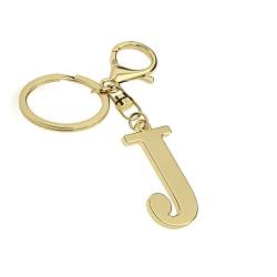 Edelstahl Gold Buchstabe A-Z Schlüsselanhänger für Damen Herren, Initiale Buchstabe Anhänger mit Schlüsselring, Charms für Schlüsselrucksack Tasche, Gold-J, Durchschnittliche Größe von Suweibuke