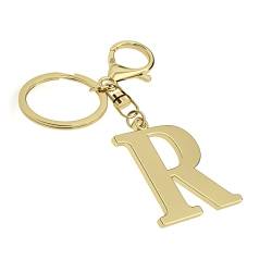 Edelstahl Gold Buchstabe A-Z Schlüsselanhänger für Damen Herren, Initiale Buchstabe Anhänger mit Schlüsselring, Charms für Schlüsselrucksack Tasche, Gold-R, Durchschnittliche Größe von Suweibuke