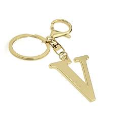 Edelstahl Gold Buchstabe A-Z Schlüsselanhänger für Damen Herren, Initiale Buchstabe Anhänger mit Schlüsselring, Charms für Schlüsselrucksack Tasche, Gold-V, Durchschnittliche Größe von Suweibuke