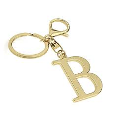 Edelstahl Gold Buchstabe A-Z Schlüsselanhänger für Damen Herren, Initiale Buchstabe Anhänger mit Schlüsselring, Charms für Schlüsselrucksack Tasche, Gold-b, Durchschnittliche Größe von Suweibuke