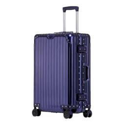Aluminium-Reisegepäck mit Spinnelrad, 50,8 cm, Bordgepäck, großer Familienkoffer, Klassischer Spiegel, Blau, 51 cm von Suwequest