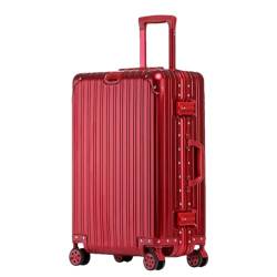 Aluminium-Reisegepäck mit Spinnelrad, 50,8 cm, Bordgepäck, großer Familienkoffer, Klassischer Spiegel, Rot, 61 cm (24 zoll) von Suwequest