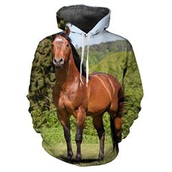 Animal Hoodie Herren Damen 3D Gedruckt Pferd Pullover Horse Jacke Casual Pullover, 5, Medium von Suwequest