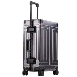 Gepäckkoffer aus Aluminiumlegierung, geeignet für Boarding-Trolley, Reisekoffer, Eisengrau, 61 cm (24 zoll) von Suwequest