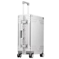 Gepäckkoffer aus Aluminiumlegierung, geeignet für Boarding-Trolley, Reisekoffer, silberfarben, 71,2 cm (28 zoll) von Suwequest