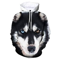 Husky 3D Druck Herren Damen Hoodie Casual Sweatshirt Lustig Pullover, 1, L von Suwequest