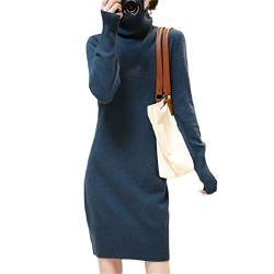 Kaschmirpullover Damen Kleider Wolle Herbst Winter Rollkragen Strickkleid Damen Casual Langarm Röcke Blue M von Suwequest