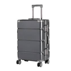 Koffer mit breitem Griff, Reisekoffer für Herren, Handgepäck, Damen, PC, Aluminiumrahmen, Trolley-Koffer, grau, 61 cm (24 zoll) von Suwequest