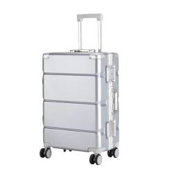 Koffer mit breitem Griff, Reisekoffer für Herren, Handgepäck, Damen, PC, Aluminiumrahmen, Trolley-Koffer, silber, 61 cm (24 zoll) von Suwequest