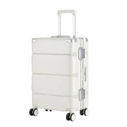 Koffer mit breitem Griff, Reisekoffer für Herren, Handgepäck, Damen, PC, Aluminiumrahmen, Trolley-Koffer, weiß, 61 cm (24 zoll) von Suwequest
