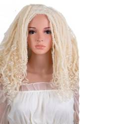 Kunsthaar-Perücke, geflochtene Dreadlock-Perücke für schwarze Frauen, lockiges Haar, synthetische Frontperücke 613, 150 % # Lace-Front, 56 cm von Suwequest