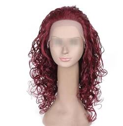 Lace-Front-Echthaar-Perücke, brasilianisch, lockig, blond, Highlight, Schwarz, Remy-Echthaar-Perücke #99J, 50,8 cm, 180 % von Suwequest