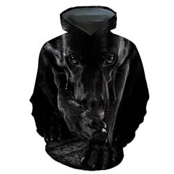 Lässiger Deutscher Schäferhund Tier Hund 3D Druck Herren Rundhals Hoodie Tops T-Shirt Paar Hoodie, Schwarz , Small von Suwequest