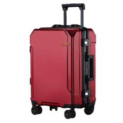 Reisegepäck, modisch, 50,8 cm, 61 cm, 71,1 cm, Aluminiumrahmen, Trolley-Koffer für Damen und Herren, Rot (schwarzer Rand), 61 cm (24 zoll) von Suwequest