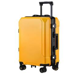 Reisegepäck, modischer Koffer, Aluminiumrahmen, Trolley-Koffer für Damen und Herren, Gelb (schwarzer Rand), 66 cm von Suwequest