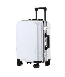 Reisegepäck, modischer Koffer, Aluminiumrahmen, Trolley-Koffer für Damen und Herren, Weiß (weißer Rand), 66 cm von Suwequest