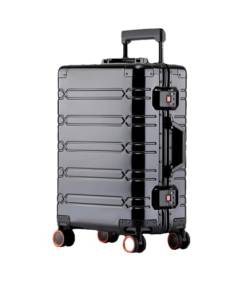 Reisekoffer aus Aluminium-Magnesium-Legierung, Rollgepäck, große Kapazität, Trolley, Handgepäck, Kabinenkoffer, Schwarz , 74 cm von Suwequest