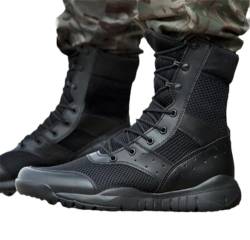 Sommerkampfstiefel für Herren und Damen, Klettern, Training, wasserdicht, taktische Stiefel, Outdoor, Wandern, atmungsaktive Netzschuhe, schwarz (netzstoff), 49 EU von Suwequest