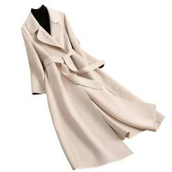 Suwequest Frühling und Herbst Wollmantel Doppelseitig Kaschmir Mantel Damen Mode Elegant Wolle Windbreaker, Weiß, 42 von Suwequest