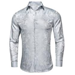 Suwequest Herren Seidenhemden Langarm Slim Fit Revers Hemd für Umlegekragen Casual Bluse, Cy-1033, S von Suwequest