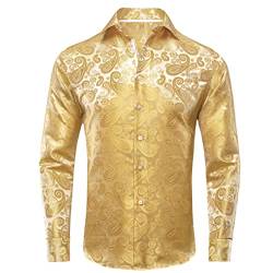 Suwequest Jacquard-Seide Herrenhemden Revers Langarm Hochzeit Business Westernhemd Cowboy CY-1091 S von Suwequest