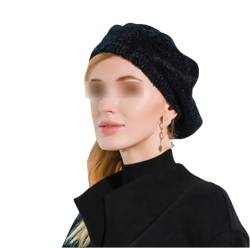 Suwequest Khaki Fedoras Wolle Strickmützen für Frauen Herbst Winter Beanie Maler Barett Femme Weibliche Kappe, Schwarz , 56 to 58cm von Suwequest