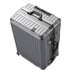Suwequest Koffer mit großem Fassungsvermögen, Aluminiumrahmen, Universalrad, für Herren und Damen, Passwort, Gepäck, Boarding Box, silber, 66 cm von Suwequest