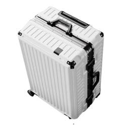 Suwequest Koffer mit großem Fassungsvermögen, Aluminiumrahmen, Universalrad, für Herren und Damen, Passwort, Gepäck, Boarding Box, weiß, 51 cm von Suwequest