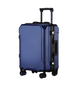 Suwequest Reisegepäck, modischer Koffer, Aluminiumrahmen, Trolley-Koffer für Damen und Herren, kleines Kabinengepäck, Blau (schwarzer Rand), 66 cm von Suwequest
