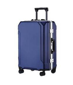 Suwequest Reisegepäck, modischer Koffer, Aluminiumrahmen, Trolley-Koffer für Damen und Herren, kleines Kabinengepäck, Blau (weißer Rand), 66 cm von Suwequest