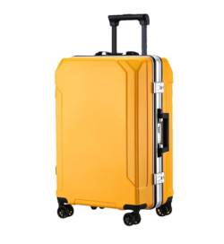 Suwequest Reisegepäck, modischer Koffer, Aluminiumrahmen, Trolley-Koffer für Damen und Herren, kleines Kabinengepäck, Gelb (weißer Rand), 71,2 cm (28 zoll) von Suwequest