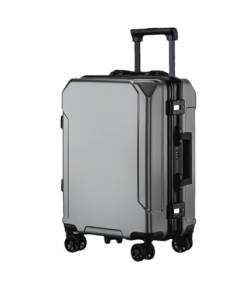 Suwequest Reisegepäck, modischer Koffer, Aluminiumrahmen, Trolley-Koffer für Damen und Herren, kleines Kabinengepäck, Grau (schwarzer Rand), 71,2 cm (28 zoll) von Suwequest