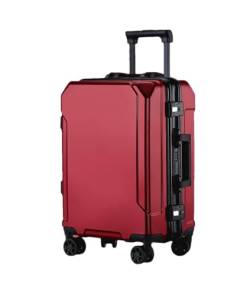 Suwequest Reisegepäck, modischer Koffer, Aluminiumrahmen, Trolley-Koffer für Damen und Herren, kleines Kabinengepäck, Rot (schwarzer Rand), 61 cm (24 zoll) von Suwequest
