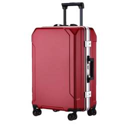 Suwequest Reisegepäck, modischer Koffer, Aluminiumrahmen, Trolley-Koffer für Damen und Herren, kleines Kabinengepäck, Rot (weißer Rand), 71,2 cm (28 zoll) von Suwequest