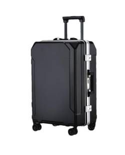 Suwequest Reisegepäck, modischer Koffer, Aluminiumrahmen, Trolley-Koffer für Damen und Herren, kleines Kabinengepäck, Schwarz (weißer Rand), 51 cm von Suwequest