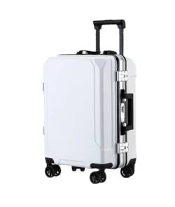 Suwequest Reisegepäck, modischer Koffer, Aluminiumrahmen, Trolley-Koffer für Damen und Herren, kleines Kabinengepäck, Weiß (weißer Rand), 55,9 cm (22 zoll) von Suwequest