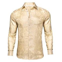 Suwequest Seiden-Jacquard-Herrenhemden Langarm-Blumen-Slim-Fit-Hemd Für Herrenhemden Business-Hochzeitshemden Männlich CY-1037 S von Suwequest