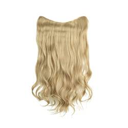 Synthetisches Blondes Clip-On In Haarverlängerungen Lockiges Einteiliges Haarteil Hitze Natürliches Kunsthaar Für Frauen Light Ash Blonde 18inches von Suwequest