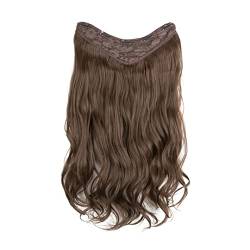 Synthetisches Blondes Clip-On In Haarverlängerungen Lockiges Einteiliges Haarteil Hitze Natürliches Kunsthaar Für Frauen Medium Ash Brown 22inches von Suwequest