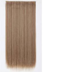 Synthetisches Haarteil Mit 5 Clips, Lang, Gerade, Clip-In-Haarverlängerung, Faser-Haarteil, 22"/ 32" Einteiliges, Schwarzbraunes Haar M12-613 22inch-55cm von Suwequest