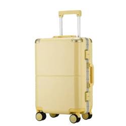 Trolley-Koffer mit großem Fassungsvermögen, Rollen, Unisex, einfarbig, Check-in-Koffer, modisch, helle Farben, gelb, 51 cm von Suwequest