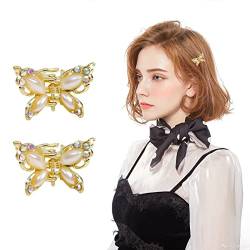 Haarspangen Damen, 2 Stück Schmetterling rutschfeste Haarspangen Haarschmuck für Frauen und Mädchen (Gold) von Suxgumoe