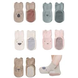 Suxgumoe Rutschfeste Socken für Baby, 5 Paar Mädchen Jungs Anti Rutsch Kinder Rutschfeste Socken Sportsocken Stoppersocken für Babies Toddlers and Kids von Suxgumoe