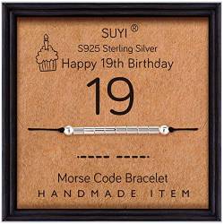 Suyi 19. Geburtstagsgeschenke für Mädchen Morsecode-Armband Sterling Silber Armband Geburtstagsschmuck 19 Jahre alte Geschenke für Sie 19 von Suyi