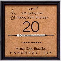 Suyi 20. Geburtstagsgeschenke für ihren Morsecode Armband Sterling Silber Armband Geburtstagsschmuck 20 Jahre alte Geschenke für sie 20 von Suyi
