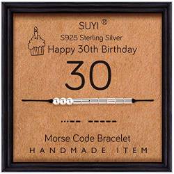 Suyi 30. Geburtstag Geschenke für Frauen Morsecode Armband Sterling Silber Armband Geburtstag Schmuck 30 Geburtstag Geschenkideen für Sie 30 von Suyi