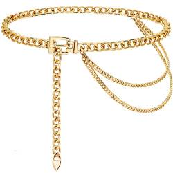 Suyi Kettengürtel für Frauen Mädchen Gold Metall Taillenkette Multilayer Chunky Kette Gürtel für Kleid, XL: 150CM/59.1IN, Legierung von Suyi