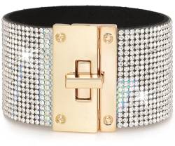 Suyi Leder Wickelarmbänder für Frauen Breites Strass-Armband Bohemian Armreif Armband Silver von Suyi